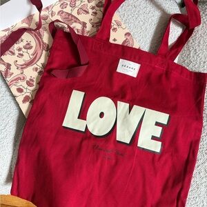 Sezane Red LOVE Tote Bag